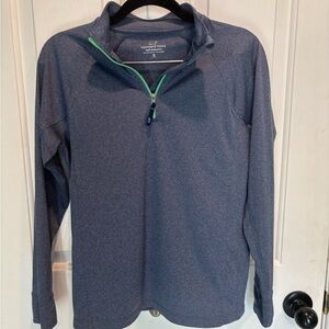 Vineyard Vines Heathered Blue Pullover with Green Accents